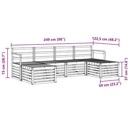 Utomhussoffset 5 pcs Vit 249 x 122,5 x 73 cm Massivt Akaciaträ