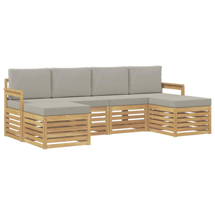 Utomhussoffset 5 pcs Vit och Ljusgrå 249 x 122,5 x 73 cm