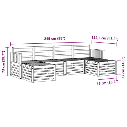 Utomhussoffset 5 pcs Vit 249 x 122,5 x 73 cm Massivt Akaciaträ