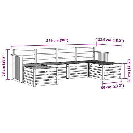 Utomhussoffset 6 pcs Vit 249 x 122,5 x 73 cm Massivt Akaciaträ