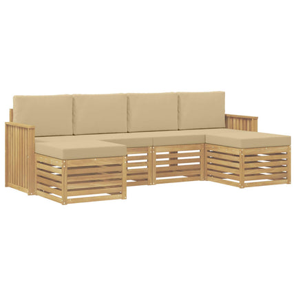 Utomhussoffset 6 pcs Vit och Beige 249 x 122,5 x 73 cm