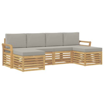 Utomhussoffset 6 pcs Vit och ljusgrå 253 x 122,5 x 73 cm