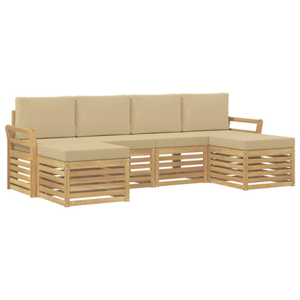 Utomhussoffset 6 pcs Vit och Beige 253 x 122,5 x 73 cm