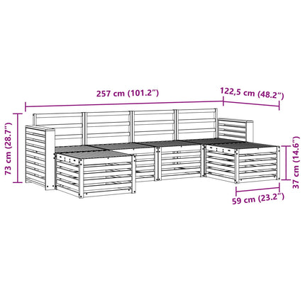 Utomhussoffset 6 pcs Vit 257 x 122,5 x 73 cm Massivt Akaciaträ