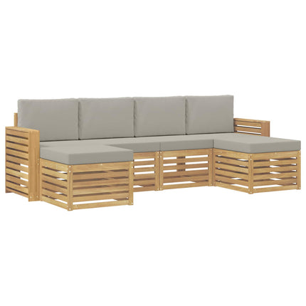 Utomhussoffset 6 pcs Vit och ljusgrå 257 x 122,5 x 73 cm
