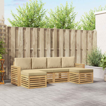Utomhussoffset 6 pcs Vit och Beige 257 x 122,5 x 73 cm