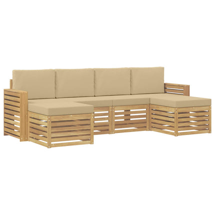 Utomhussoffset 6 pcs Vit och Beige 257 x 122,5 x 73 cm