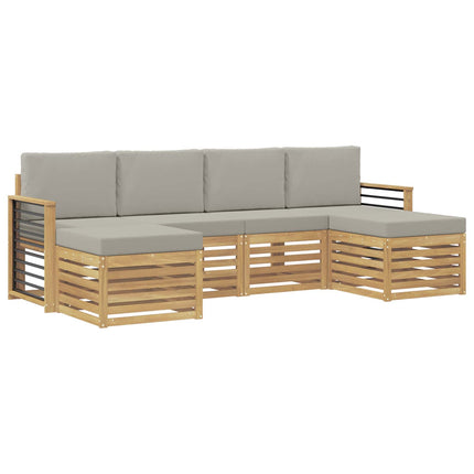 Soffgrupper 6 pcs Vit och ljusgrå 249 x 122,5 x 73 cm Polyester