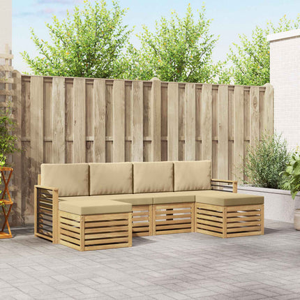 Soffgrupper med kudde 6 pcs Vit och Beige Polyester