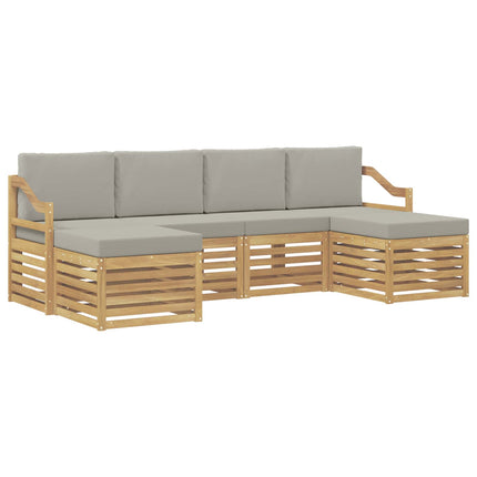 Soffgrupper 6 pcs Vit och ljusgrå 245 x 122,5 x 73 cm Polyester