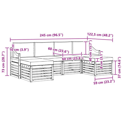 Soffgrupper 6 pcs Vit och ljusgrå 245 x 122,5 x 73 cm Polyester
