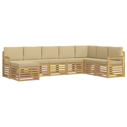 Utomhussoffset 6 pcs Vit och beige 306 x 128,5 x 73 cm
