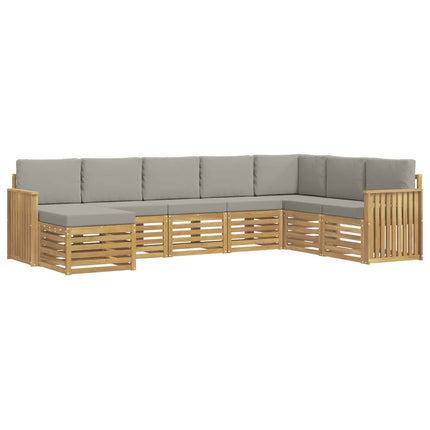 Utomhussoffset 8 pcs Vit och ljusgrå 306 x 187,5 x 73 cm
