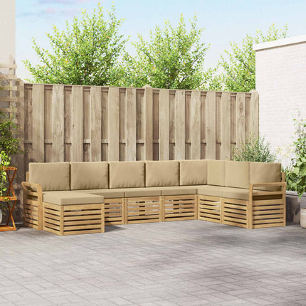 Utomhussoffset 8 pcs Vit och Beige 308 x 190 x 73 cm Polyester