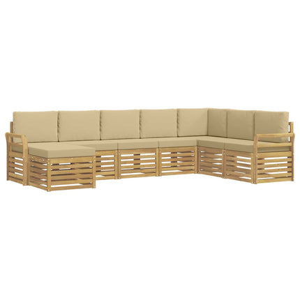 Utomhussoffset 8 pcs Vit och Beige 308 x 190 x 73 cm Polyester