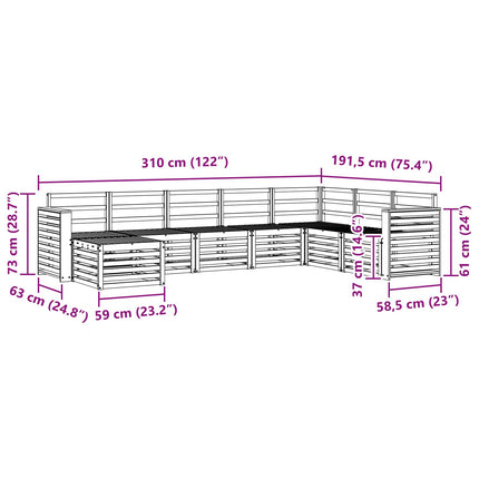 Utomhussoffset 8 pcs Vit 310 x 191,5 x 73 cm Massivt Akaciaträ