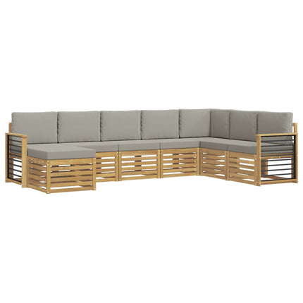 Utomhussoffset 8 pcs Vit och ljusgrå 306 x 187,5 x 73 cm