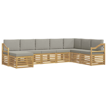 Utomhussoffset 8 pcs Vit och ljusgrå 304 x 185,5 x 73 cm
