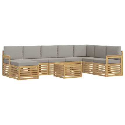 Utomhussoffset 7 pcs Vit och Ljusgrå 59 x 59 x 37 cm Polyester