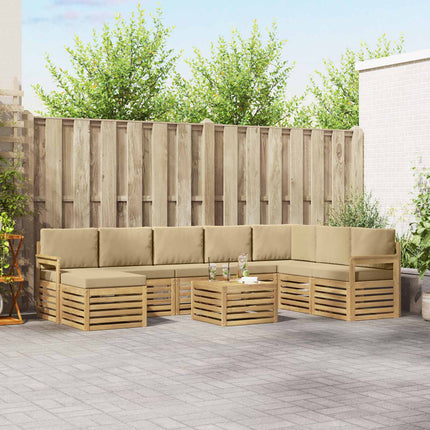 Utomhussoffset 7 pcs Vit och beige 59 x 59 x 37 cm Polyester