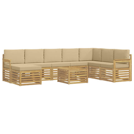 Utomhussoffset 7 pcs Vit och beige 59 x 59 x 37 cm Polyester