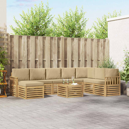 Utomhussoffset 7 pcs Vit och beige 59 x 59 x 37 cm Polyester