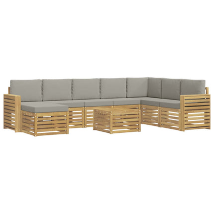 Utomhussoffset 9 pcs Vit och ljusgrå 59 x 59 x 37 cm Polyester