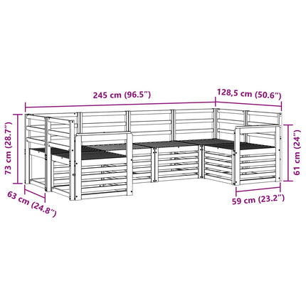 Utomhussoffset 6 pcs Vit 245 x 128,5 x 73 cm Massivt Akaciaträ
