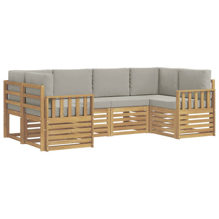 Utomhussoffset 5 pcs Vit och Ljusgrå 245 x 128,5 x 73 cm