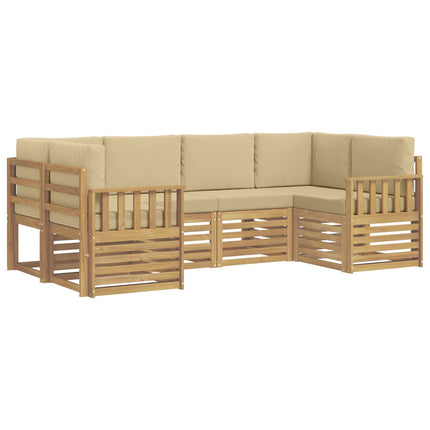 Utomhussoffset 5 pcs Vit och beige 245 x 128,5 x 73 cm