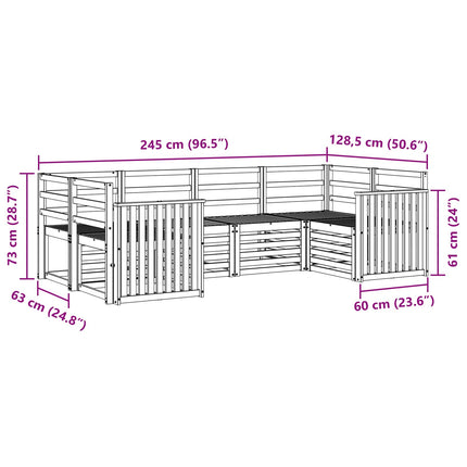 Utomhussoffset 6 pcs Vit 245 x 128,5 x 73 cm Massivt Akaciaträ