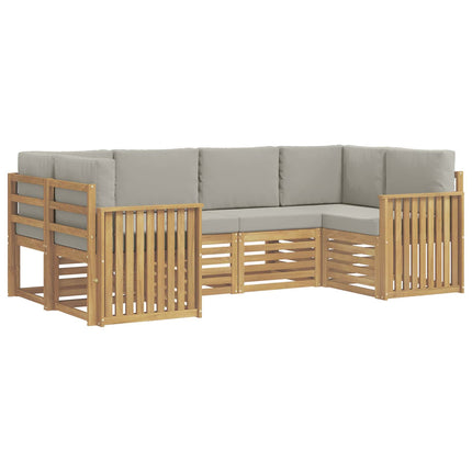Utomhussoffset 6 pcs Vit och ljusgrå 245 x 128,5 x 73 cm