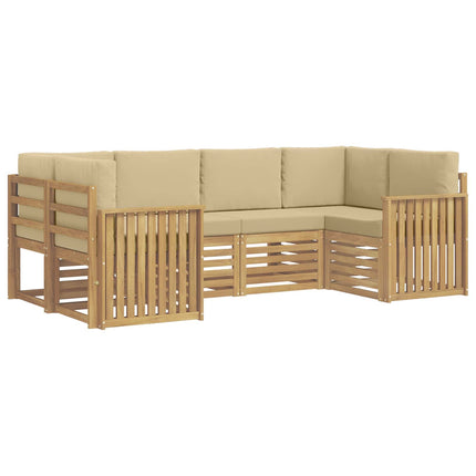 Utomhussoffset 6 pcs Vit och Beige 245 x 128,5 x 73 cm