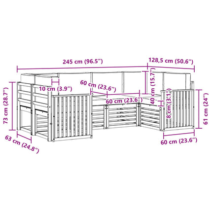 Utomhussoffset 6 pcs Vit och Beige 245 x 128,5 x 73 cm