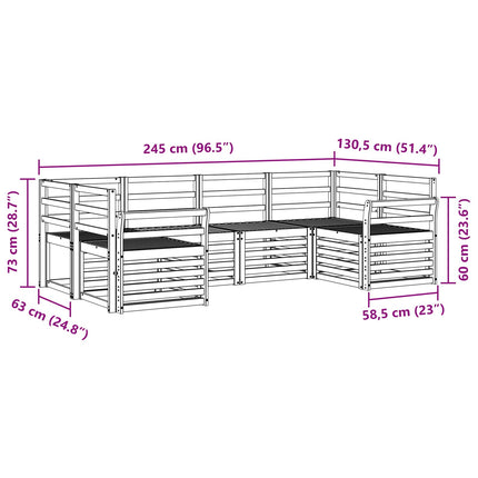 Utomhussoffset 6 pcs Vit 245 x 130,5 x 73 cm Massivt Akaciaträ