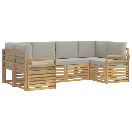Utomhussoffset 6 pcs Vit och ljusgrå 245 x 130,5 x 73 cm
