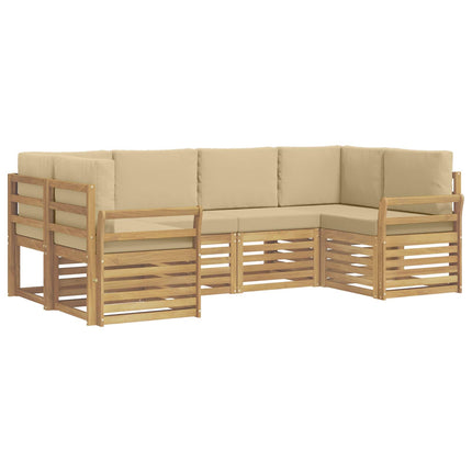Utomhussoffset 6 pcs Vit och Beige 245 x 130,5 x 73 cm