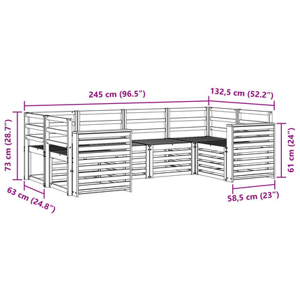 Utomhussoffset 6 pcs Vit 245 x 132,5 x 73 cm Massivt Akaciaträ