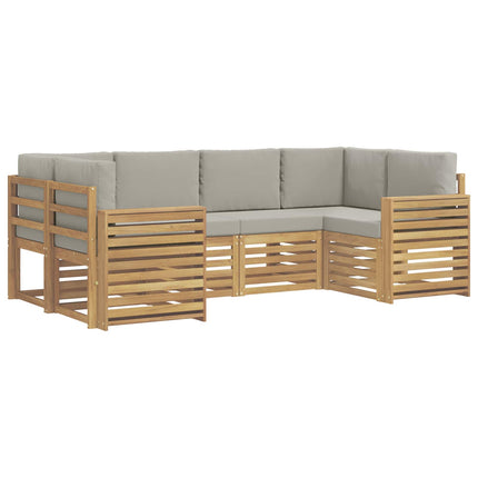 Utomhussoffset 6 pcs Vit och ljusgrå 245 x 132,5 x 73 cm