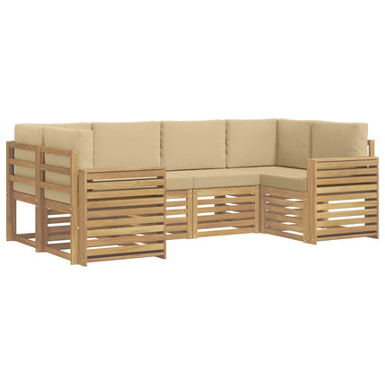 Utomhussoffset 6 pcs Vit och Beige 245 x 132,5 x 73 cm