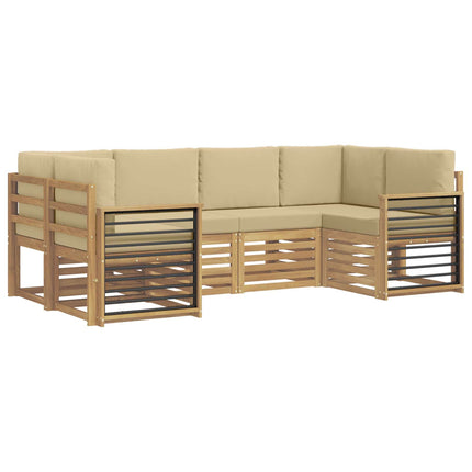 Utomhussoffset 6 st Vit och Beige Polyester