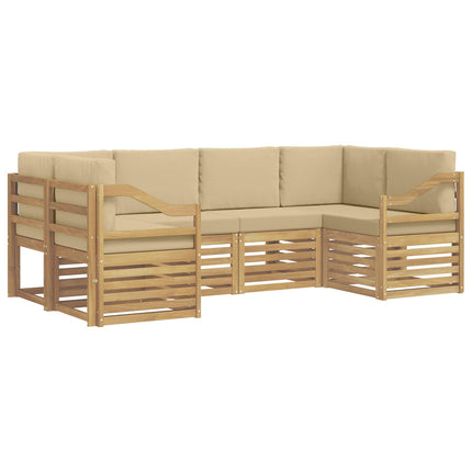 Utomhussoffset 6 st Vit och Beige Polyester