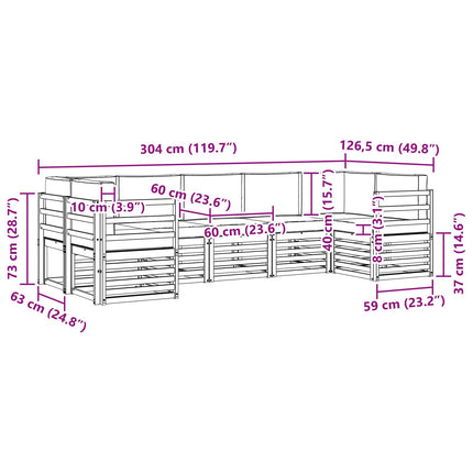 Sektionsoffgrupp 7 pcs Vit och Beige 304 x 126,5 x 73 cm