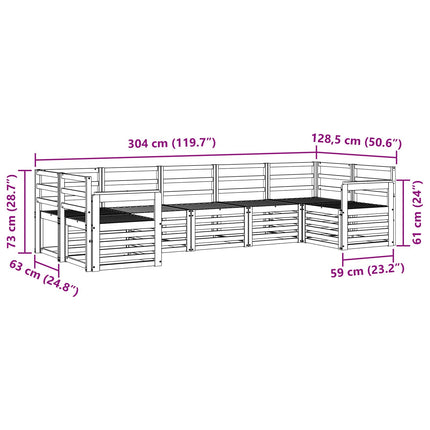 Utomhussoffset 7 pcs Vit 304 x 128,5 x 73 cm Massivt Akaciaträ
