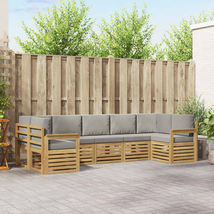 Utomhussoffset 6 pcs Vit och Ljusgrå 304 x 128,5 x 73 cm