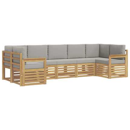 Utomhussoffset 6 pcs Vit och Ljusgrå 304 x 128,5 x 73 cm