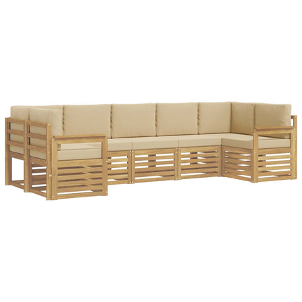 Utomhussoffset 6 pcs Vit och beige 304 x 128,5 x 73 cm