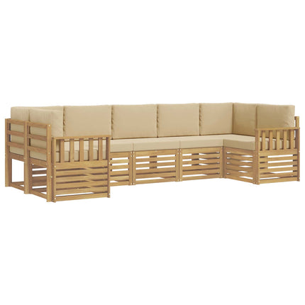 Utomhussoffset 6 pcs Vit och beige 304 x 128,5 x 73 cm