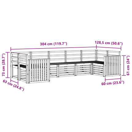 Utomhussoffset 7 pcs Vit 304 x 128,5 x 73 cm Massivt Akaciaträ