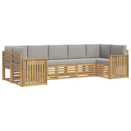Utomhussoffset 7 pcs Vit och ljusgrå 304 x 128,5 x 73 cm